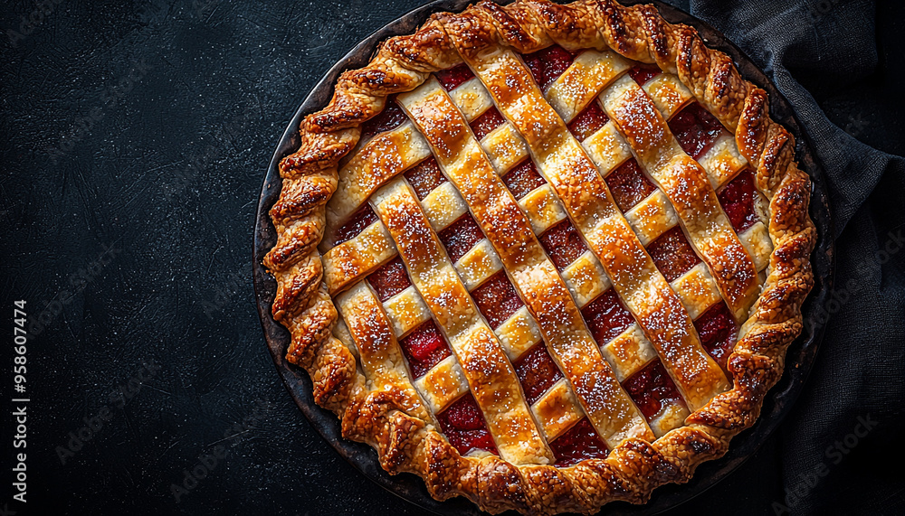 Poster homemade apple pie on rustic wood table slice generated by ai