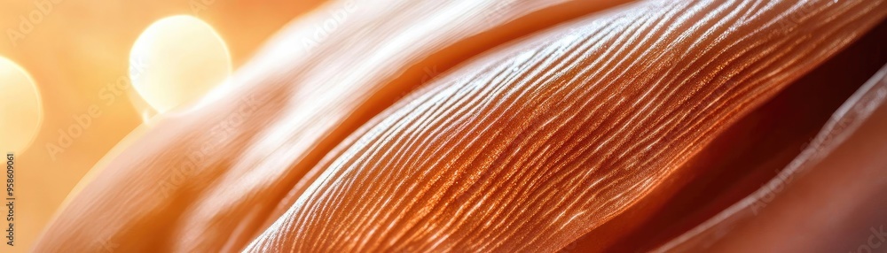 Poster close-up of a smooth, shimmering surface with delicate lines, creating a warm and inviting atmospher