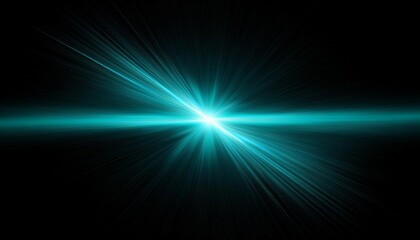 horizontal cyan lens flare on black background