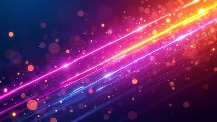 Fototapeta premium Intersecting Neon Beams and Bokeh Orbs on Dark Gradient Background