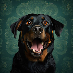 Obraz premium Beautiful Wallpaper with a Rottweiler Design, Ideal Dog Poster or Graphic Resource for Creative Project, Ai Generative