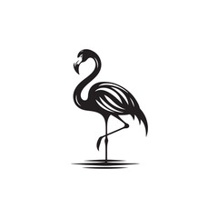 Detailed Flamingo Silhouette Vector Illustration for Tropical and Nature-Themed Graphics
