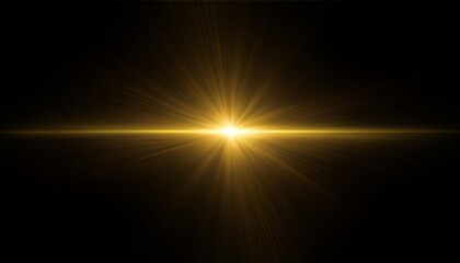 horizontal gold lens flare on black background