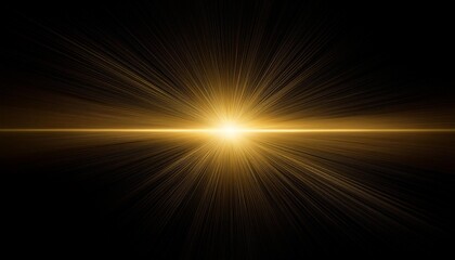 Fototapeta premium horizontal gold lens flare on black background