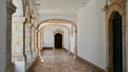 Monastery Arcade in Indirect Sunlight, Our Lady of Nazaré, Portugal