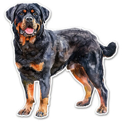 Obraz premium Beautiful Colored Stickers with Rottweiler Design, Cute Dog Graphic Resource for Creative Project, Ai Generative