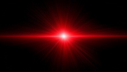 Fototapeta premium horizontal red lens flare on black background