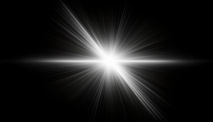 horizontal white lens flare on black background