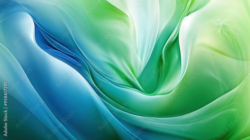 Poster abstract swirling patterns in vibrant turquoise and green hues create a serene and calming atmospher