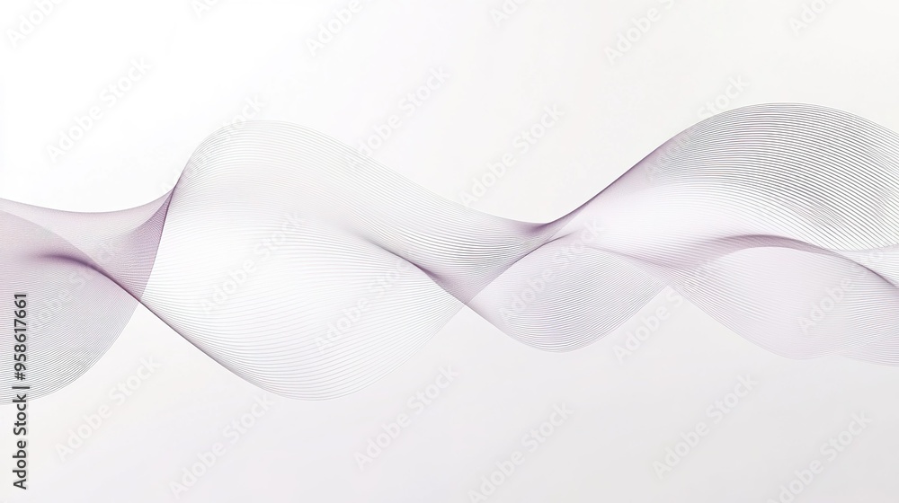 Poster Abstract flowing waves in soft pastel tones against a light background creating a sense of calm and movement in the composition