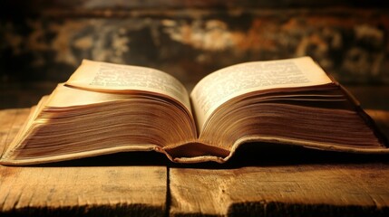 Obraz premium Open Book on Wooden Table