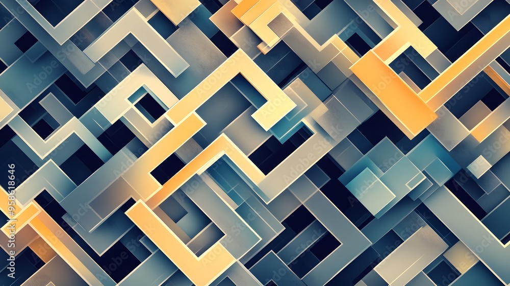 Poster abstract geometric pattern with interlocking shapes.
