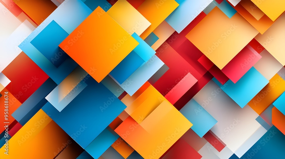 Poster abstract geometric background with colorful squares.