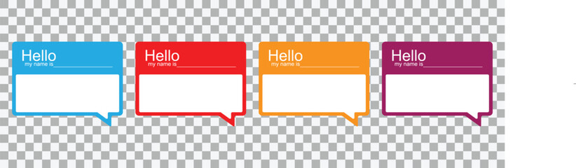 "Hello My name is" cards set. Name badge templates set on a transparent background.  © Creativus Illustria