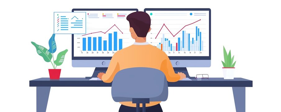 Anomaly detection, identifying outliers in data, flat design illustration