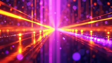 Fototapeta premium Energetic Abstract Background with Intersecting Neon Lights and Bokeh Orbs