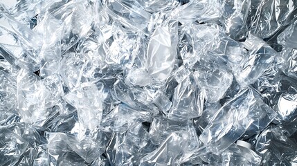 Obraz premium Detailed Crushed Clear Plastic Bottles Emphasizing Texture and Recycling Process