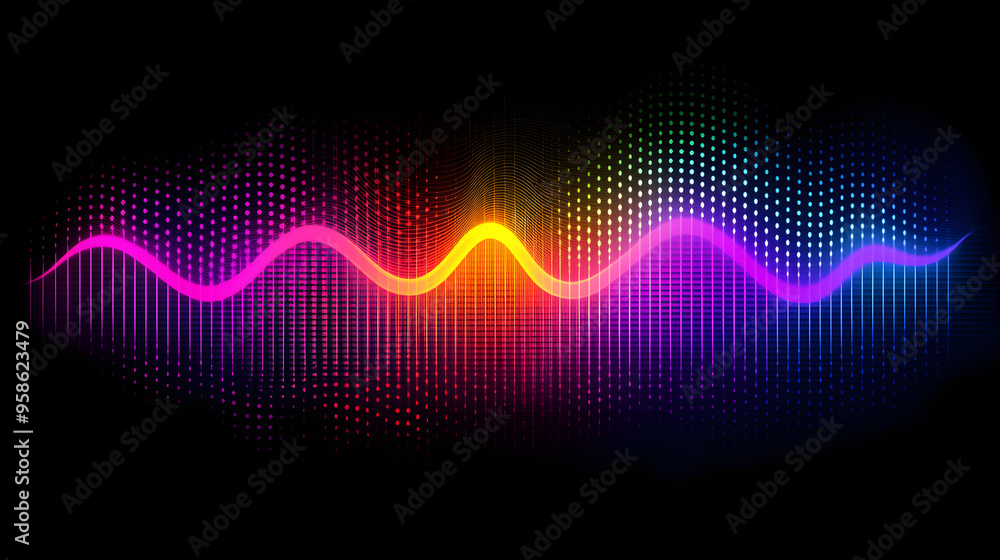 Aufkleber vibrant halftone vector heartbeat sound waves form a dynamic music-inspired round waveform backgroun