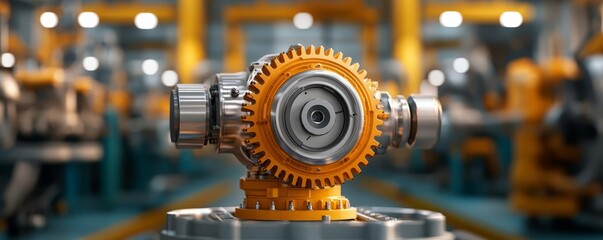 Obraz premium AI digital twin in a smart factory setting, analyzing machinery, cybernetic design, efficiency, modern industry