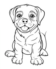 Fototapeta premium Beautiful Rottweiler Coloring Page, Dog Colouring Design for Your Corporate Books and Business Graphic Resource or Creative Project, Ai Generative