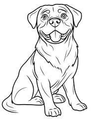 Fototapeta premium Beautiful Rottweiler Coloring Page, Dog Colouring Design for Your Corporate Books and Business Graphic Resource or Creative Project, Ai Generative