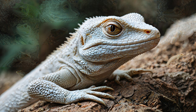 L&eacute;zard blanc sur un rocher