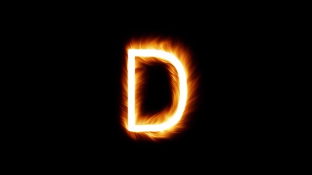 letter d outlined in bright orange flames against black background dynamic fiery alphabet design element animation motion video
