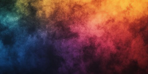 Obraz premium Colorful rainbow, orange blue teal white psychedelic gradient grainy wave on black background. Retro colors from the early 1970s, 1980s, 70s, 80s, 90s.
