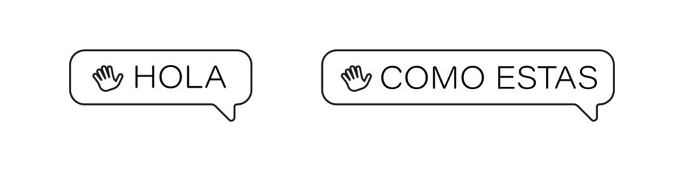 Spanish greeting icon. Hola, como estas.  Speech bubble tag © Pavlo