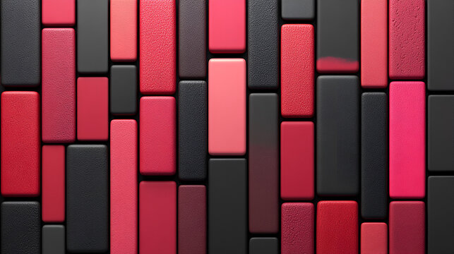 Vibrant display of red and black rectangular tiles arranged in a patterned layout on a flat surface