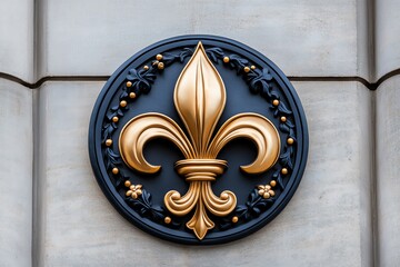 Heraldic fleur-de-lis, elegant design, royal symbolism adds a touch of French influence to the shield