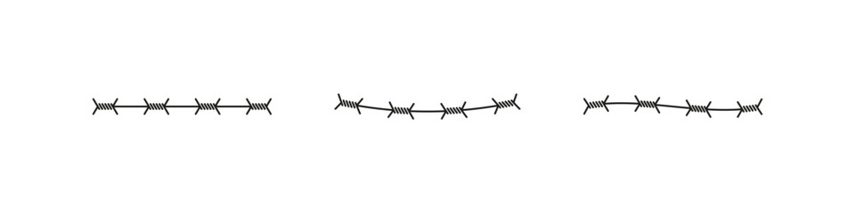 Barbed wire icon. 
Security fence symbol.