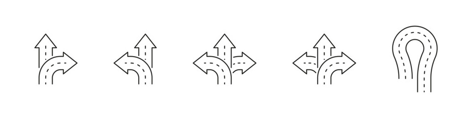 Road crossroads icon. 
Traffic intersection symbol.