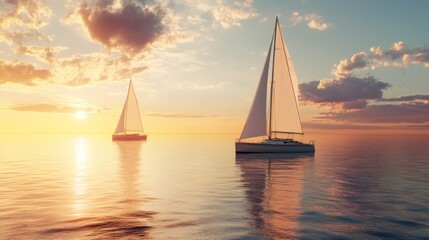 Fototapeta premium Tranquil Sunset Sailing