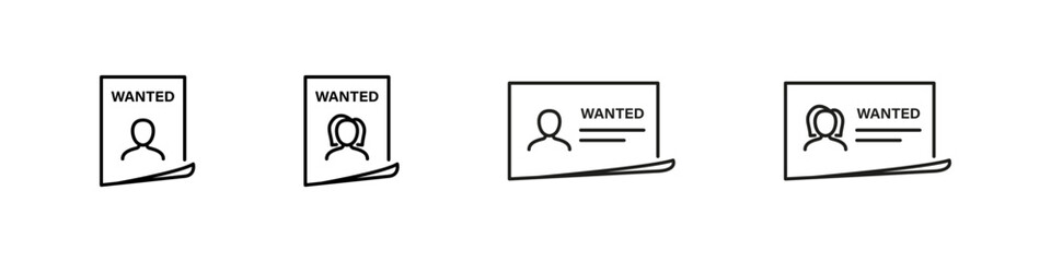 Fototapeta premium Wanted list icon. Crime search symbol.