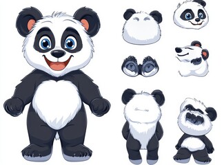 An adorable cartoon panda bear playing peek-a-boo, hiding and opening his face in this simple kawaii animal drawing.