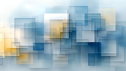 Naklejka premium Abstract composition of layered blue and yellow squares creating a modern and artistic visual effect in a serene environment