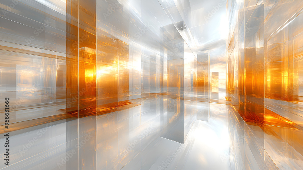 Aufkleber abstract architectural design featuring metallic structures and dramatic lighting in a modern space 