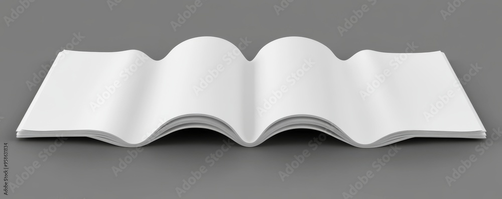 Poster this mock up of a gate fold brochure is isolated on white background. it consists of three panels. a