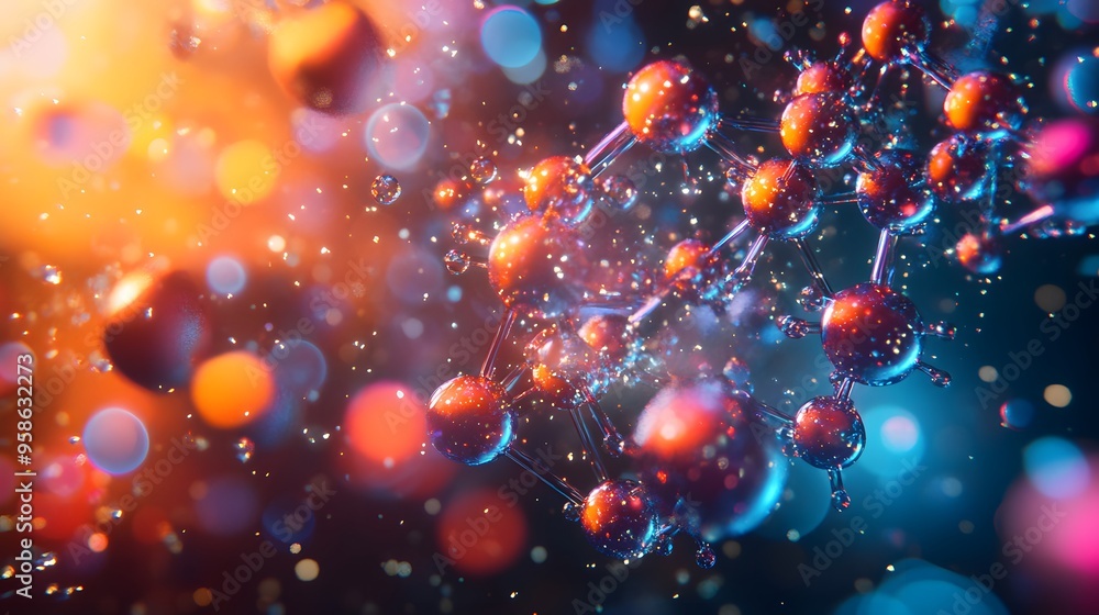 Poster 92. high-energy visualization of a nutrient molecule with radiant, dynamic atomic structures