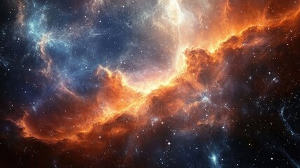 Fototapeta premium Cosmic Nebula with Orange and Blue Swirls
