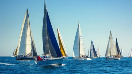 Fototapeta premium Vibrant Sailing Regatta on the Ocean