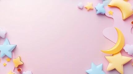 This art piece features a moody purple png sky ripped paper sticker, as well as a crescent moon illustration on a transparent background.