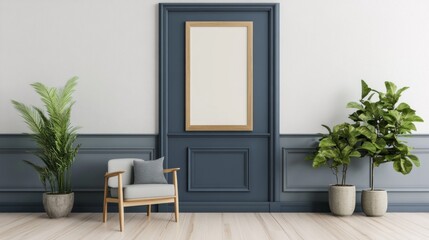 Modern Living Room with Plants and Mirror