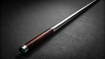 A  Sleek,  Wooden-Handled  Metal  Rod  Lying  On  A  Black  Surface