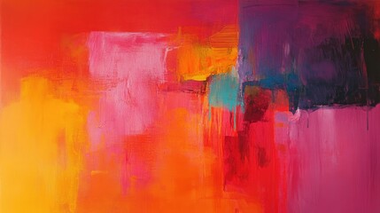 Fototapeta premium Abstract Painting with Red, Orange, Purple, and Blue Tones