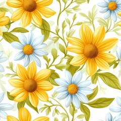 Obraz premium Watercolor floral pattern. Repeat fabric wallpaper texture. Perfect for wrapping paper and backdrops.