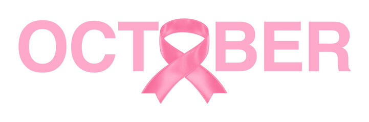a pink awareness ribbon on a transparent png background. For Breast Cancer Awareness Month, banner, design, linkedin, clinic, web, medicine, social media
