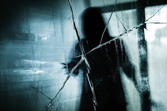 Silhouette Through Broken Glass