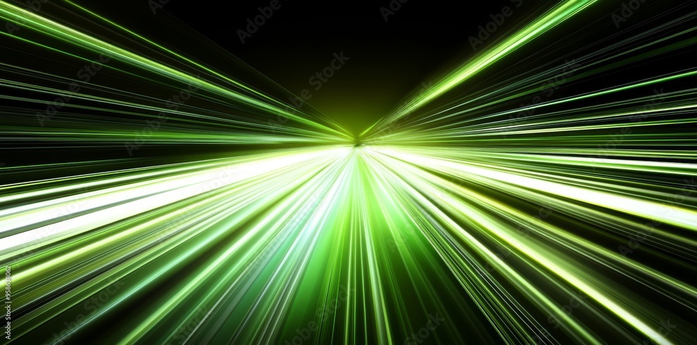 Poster background with soft green stripe lines and a speed light.